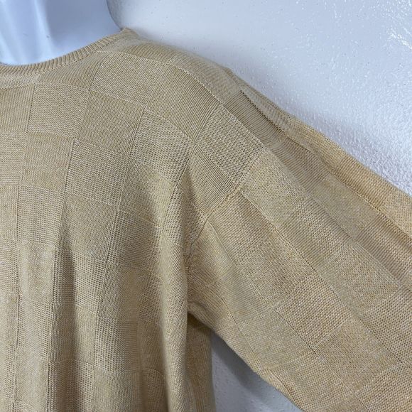 Clan Douglas Sweater Men Large Linen Silk Blend Yellow Check Scotland Pullover - Picture 9 of 15